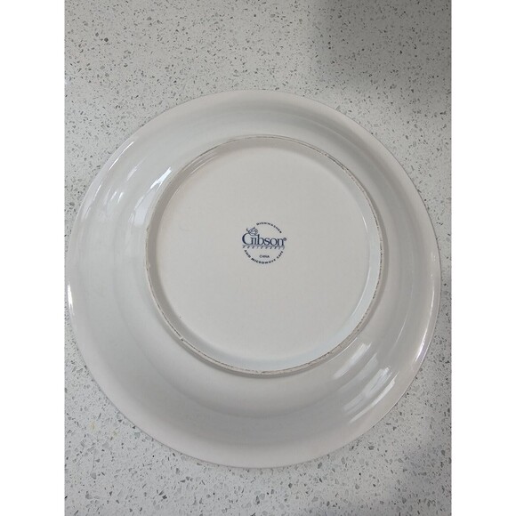 Gibson Designs Christmas Tree Serving Bowl 12” White Red Green Folk Country - Picture 2 of 4